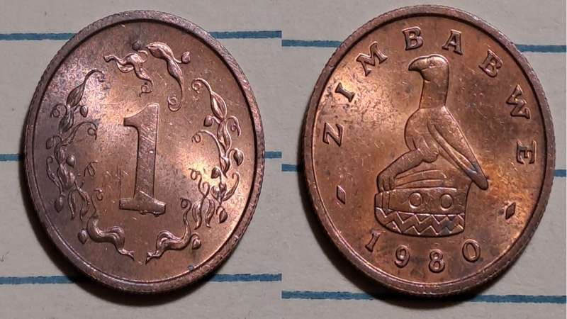 1980 - Zimbabwe  - 1 Cent -  Demonetised - Yes  - Bronze