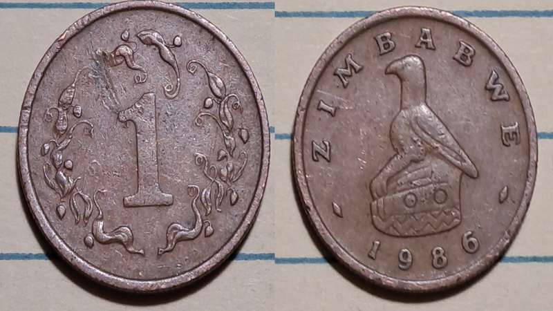 1986 - Zimbabwe  - 1 Cent -  Demonetised - Yes  - Bronze