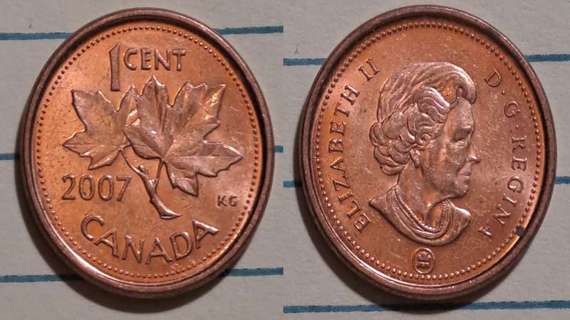 2007 - Canada  - 1 Cent - 1 Cent - Elizabeth II 4th portrait, non-magnetic with RCM logo -  AU -