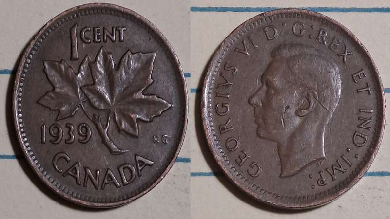 1939 - Canada  - 1 Cent - George VI with ET IND:IMP:  - Demonetised - No  - Bronze