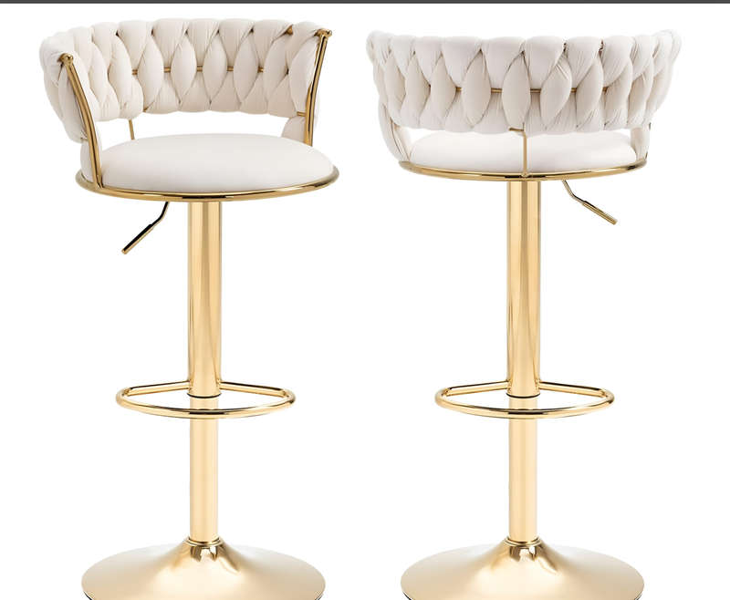 Deluxe Adjustable Barstool- Cream White
