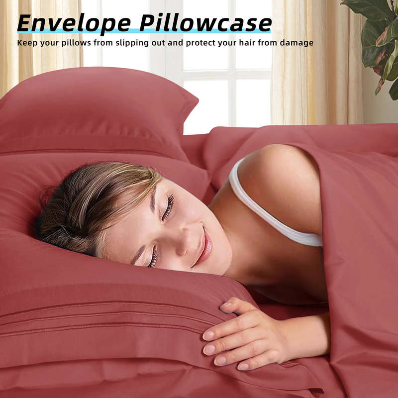 Queen Fitted Sheet & Pillowcase Set! - Burgundy