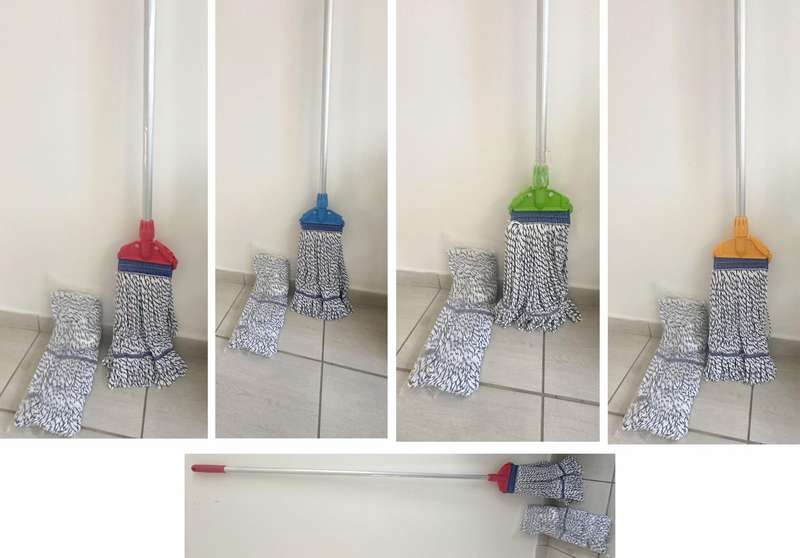 CT 550 grams Colour Coded Fan Mop and Head Combo with Aluminium Handles Mop Head and Rod