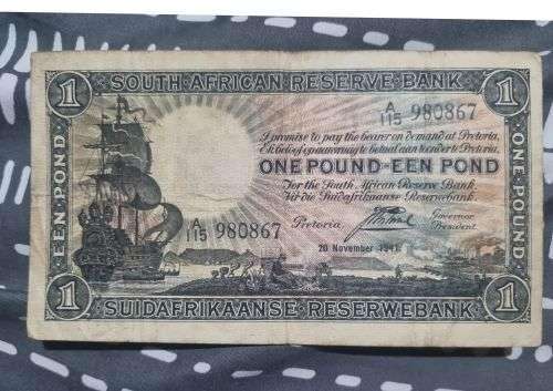 (VERY LATE ENTRY)THREE SOUTH AFRICAN ONE POUND NOTES
