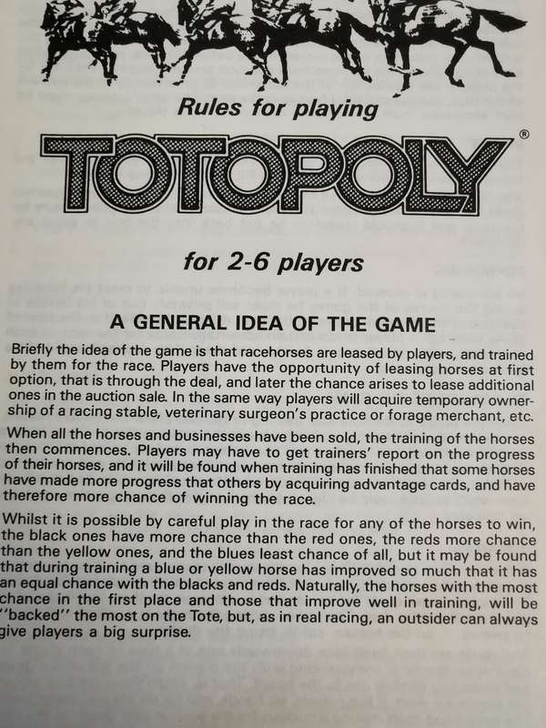 V1intage Totopoly Horse Racing Board Game