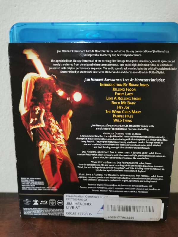 Jimi Hendrix Experience live at Monterey on Blu-ray