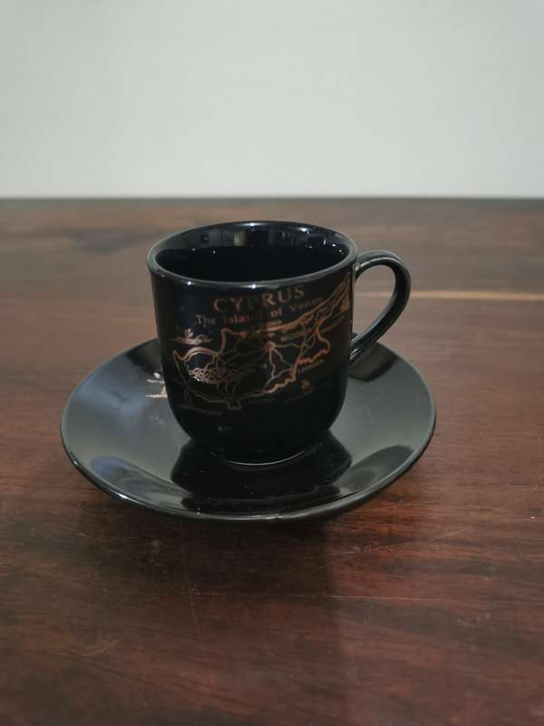 Cyprus Espresso Set in Black with Gold Gilt