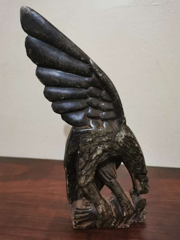 Eagle and Leopard Stone Carving Pair