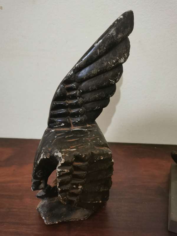 Eagle and Leopard Stone Carving Pair