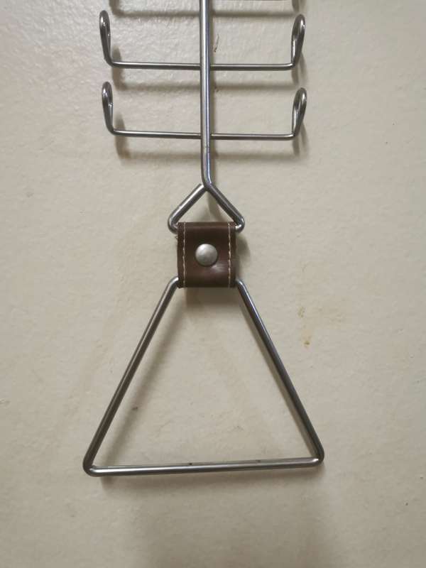 Vintage Tie Rack in Bronze, Leather and Metal - 43cm long