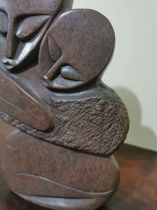 Mother and Child Stone Sculpture Signed by the Artist