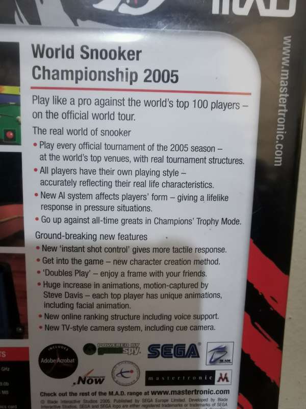 New and Sealed - SEGA World Snooker Championship 2005 on PC