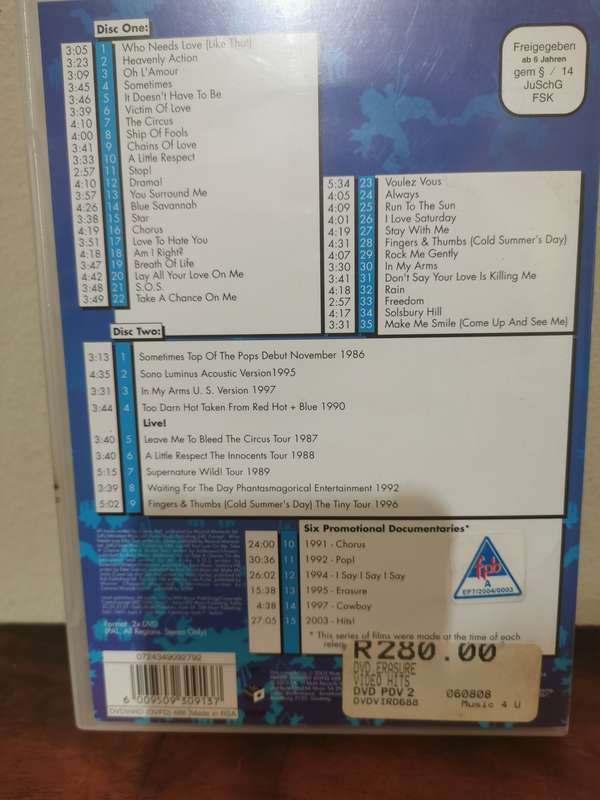 Erasure Music DVD Double Disc Edition