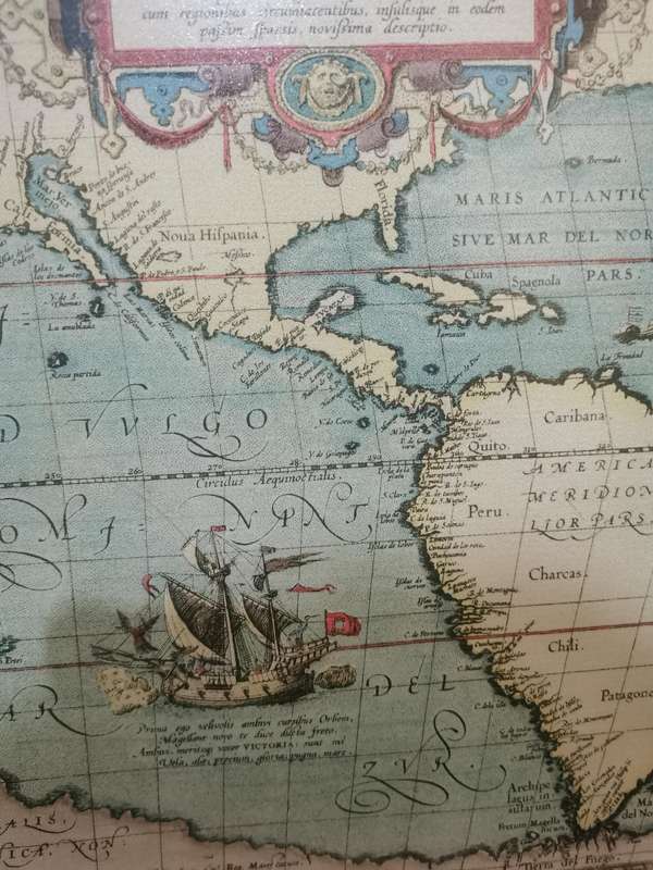 Maris Pacifici 1589 Map in a Lovely Frame - 36cmx36cm