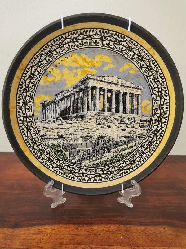 Beautiful Terracotta Display Plate of the Parthenon