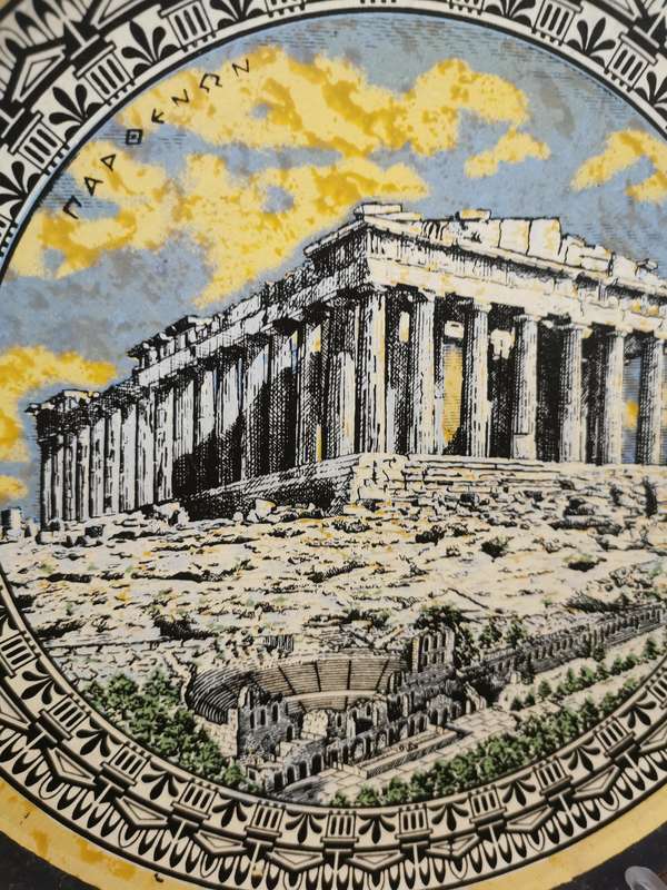 Beautiful Terracotta Display Plate of the Parthenon