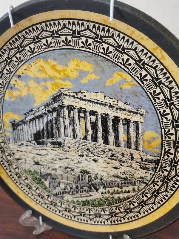 Beautiful Terracotta Display Plate of the Parthenon