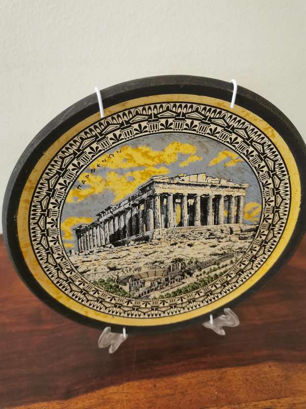 Beautiful Terracotta Display Plate of the Parthenon