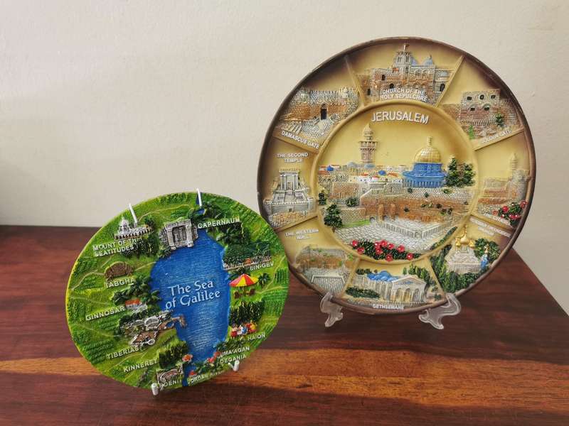 Absolutely Stunning Religious Themed Display Plate Pair from Israel