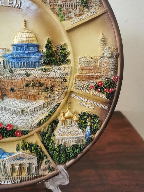 Absolutely Stunning Religious Themed Display Plate Pair from Israel