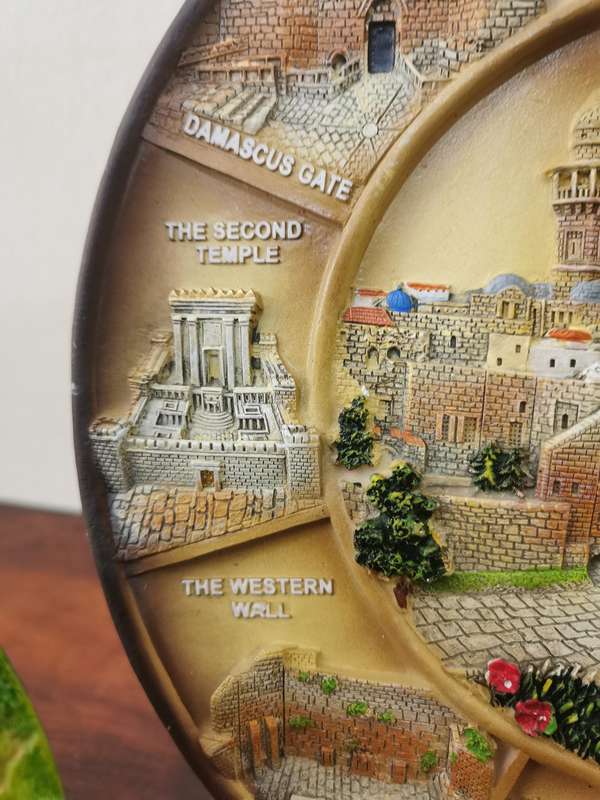 Absolutely Stunning Religious Themed Display Plate Pair from Israel