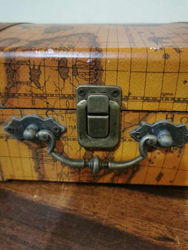 Beautiful Vintage Wooden Chest with a Map on it