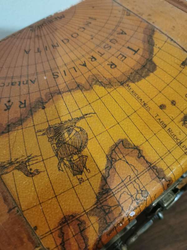 Beautiful Vintage Wooden Chest with a Map on it