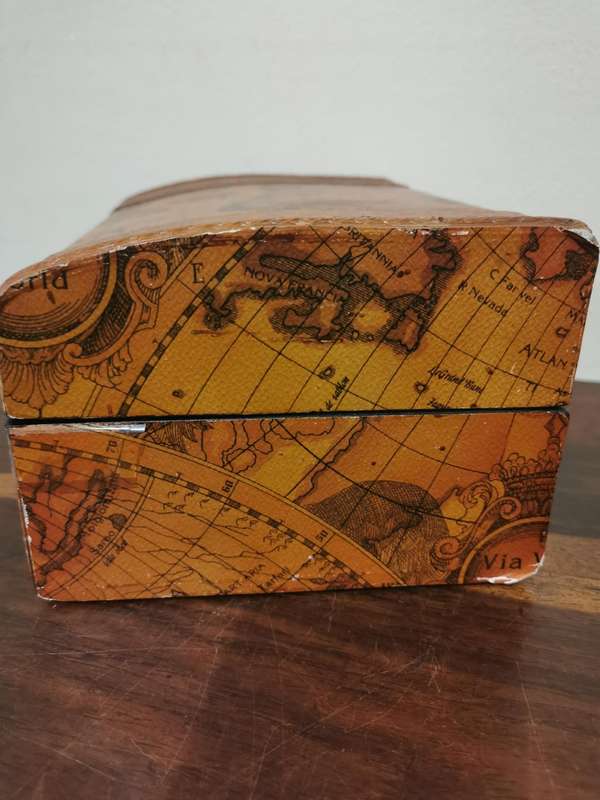 Beautiful Vintage Wooden Chest with a Map on it
