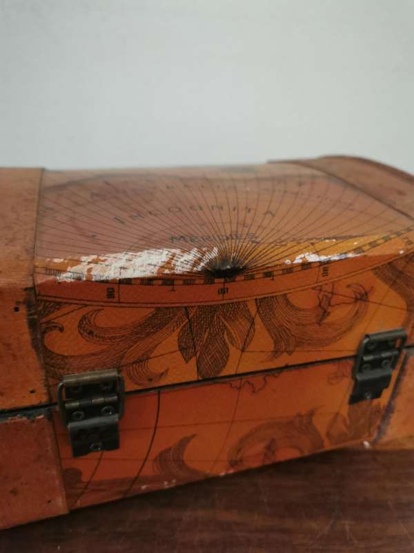 Beautiful Vintage Wooden Chest with a Map on it