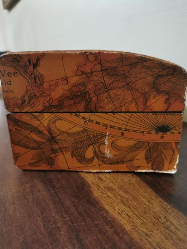 Beautiful Vintage Wooden Chest with a Map on it