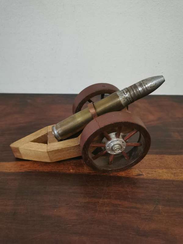 Awesome Collector's Piece - Handmade Cannon with a Large Old Bullet