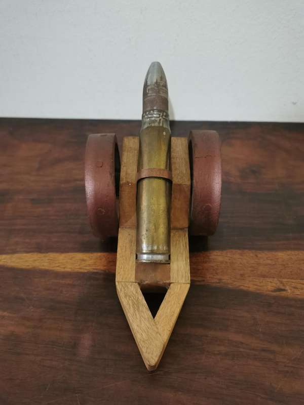 Awesome Collector's Piece - Handmade Cannon with a Large Old Bullet