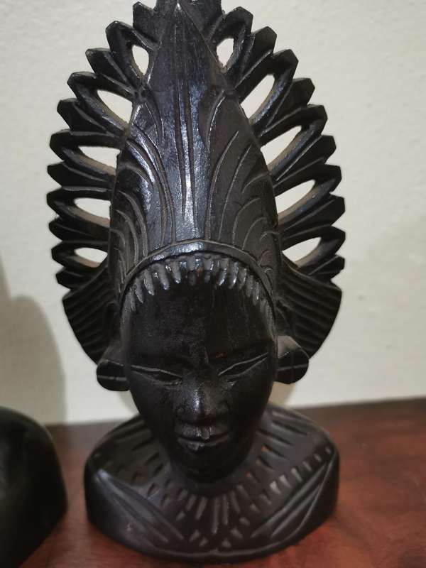 Pair of Malinese Wood Carvings with Intricate Detail
