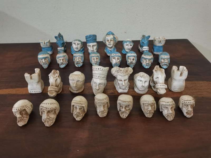 Unique One of a Kind Handmade Chess Piece Set