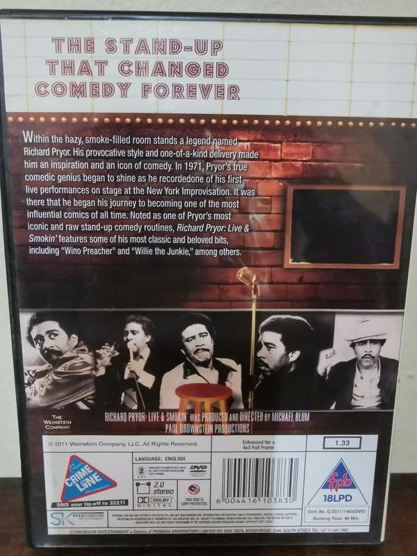 Richard Pryor - Live and Smokin' Stand Up Comedy Routine on DVD