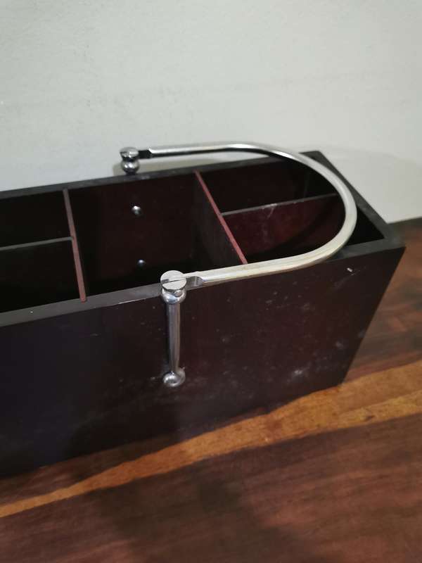 Wooden Utensil and Accessory Holder with Stainless Steel Handle