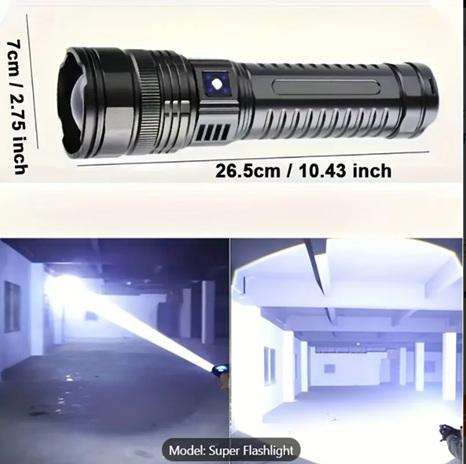 TACTICAL RECHARGEABLE FLASHLIGHT BUILT-IN 15000MAH BATTERY