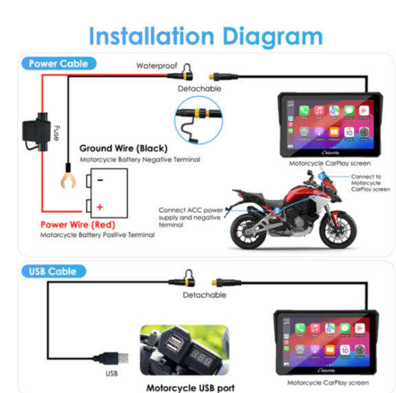 Carpuride W702 Pro Motorcycle Stereo  Compatible with Select Control Systems