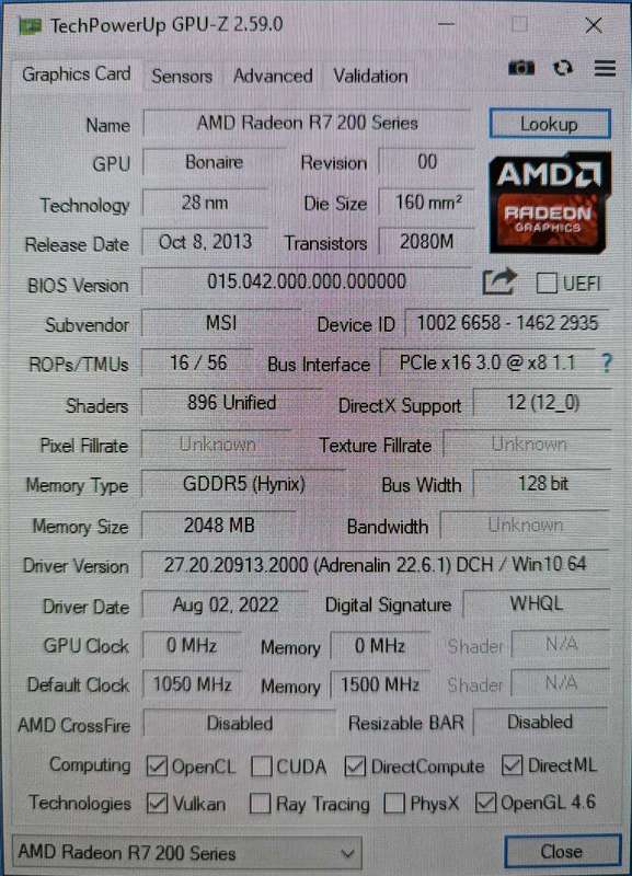 MSi Radeon R7 260X 2GB DDR5 Graphics Card