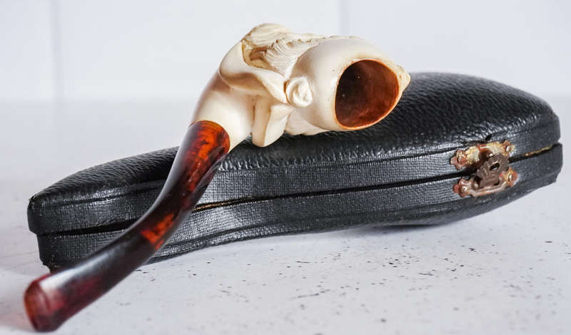 Vintage Meerschaum Pipe  Hand-Carved Sultan Head  Collectible with Case