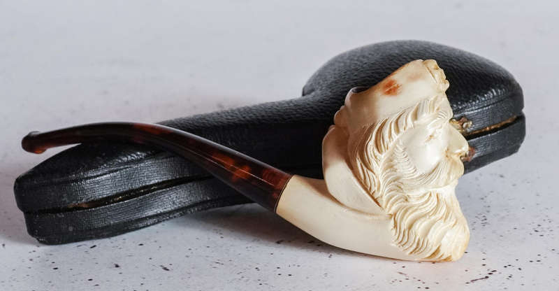 Vintage Meerschaum Pipe  Hand-Carved Sultan Head  Collectible with Case