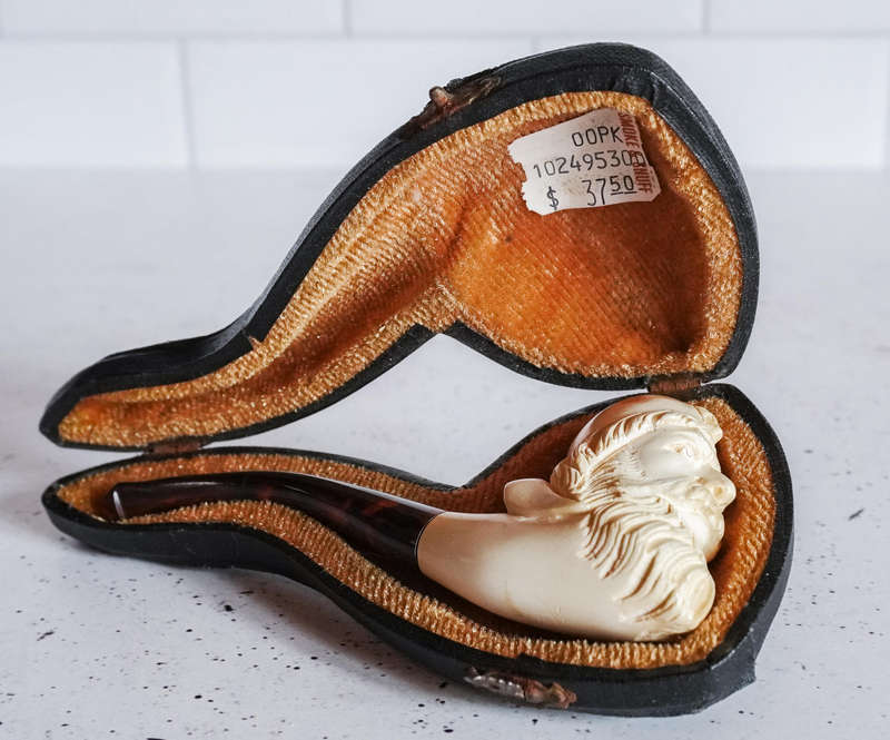 Vintage Meerschaum Pipe  Hand-Carved Sultan Head  Collectible with Case