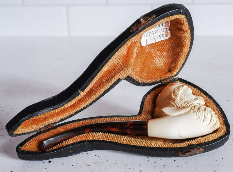 Vintage Meerschaum Pipe  Hand-Carved Sultan Head  Collectible with Case