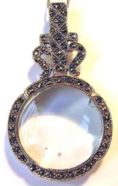 925 Sterling Silver Marcasite Magnifying Pendant
