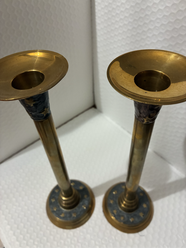 Pair of Brass Candlesticks (Stars Design)
