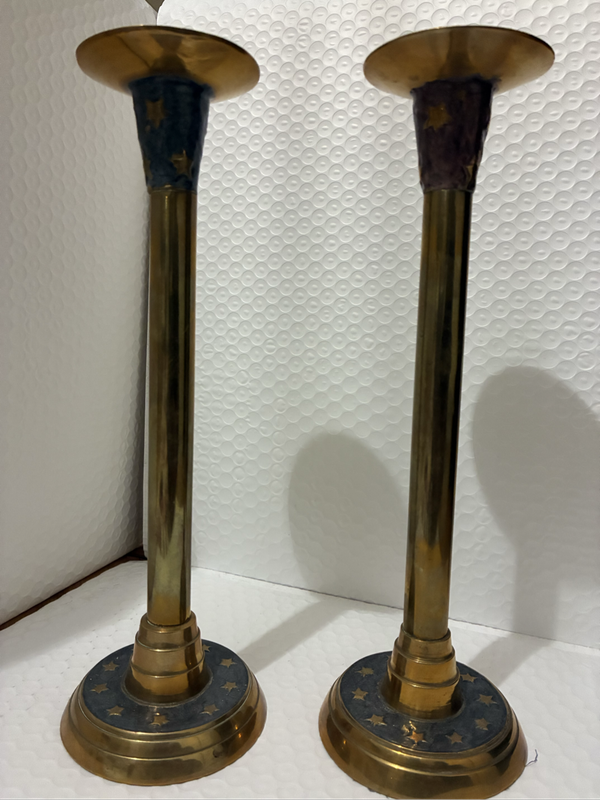 Pair of Brass Candlesticks (Stars Design)