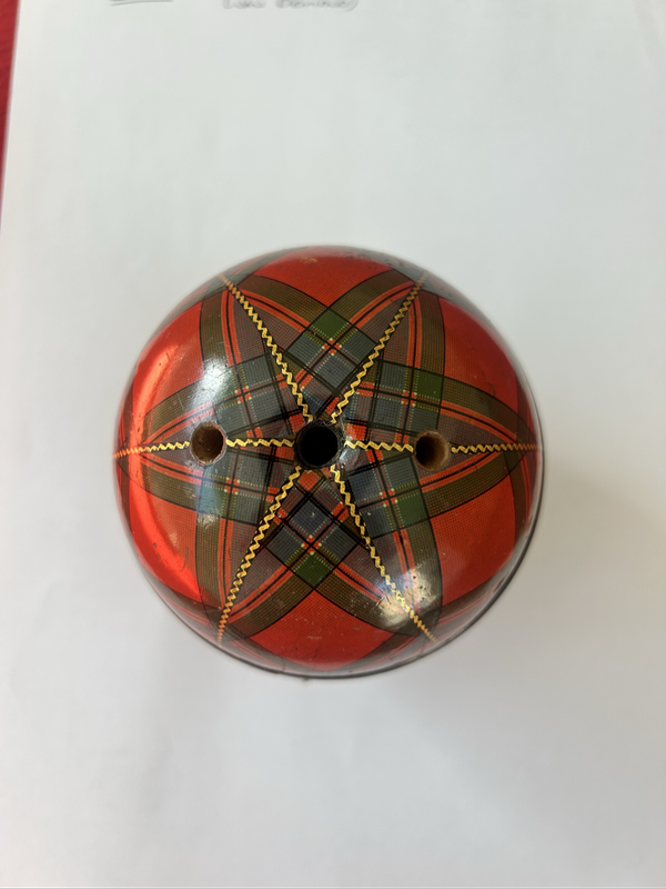 Antique Mauchline Ware Tartan String Box (String included Inside)