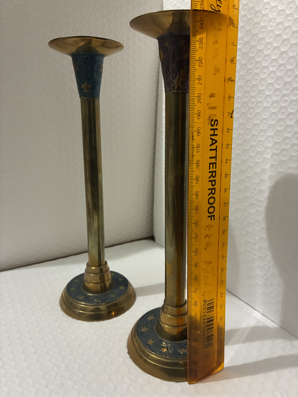 Pair of Brass Candlesticks (Stars Design)