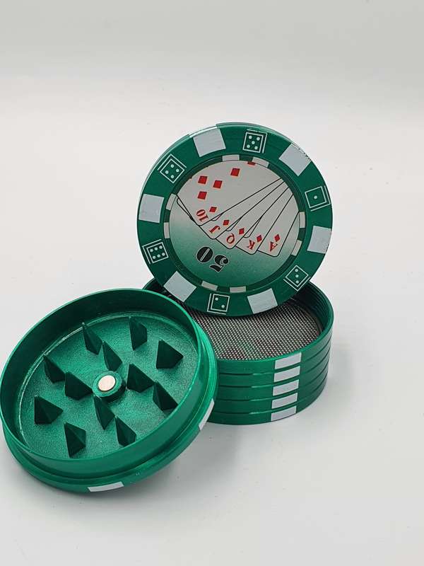 Novelty Metal Herb Spice Crushers 50mm 3 Part Poker Chip *** 12 units!!! ***