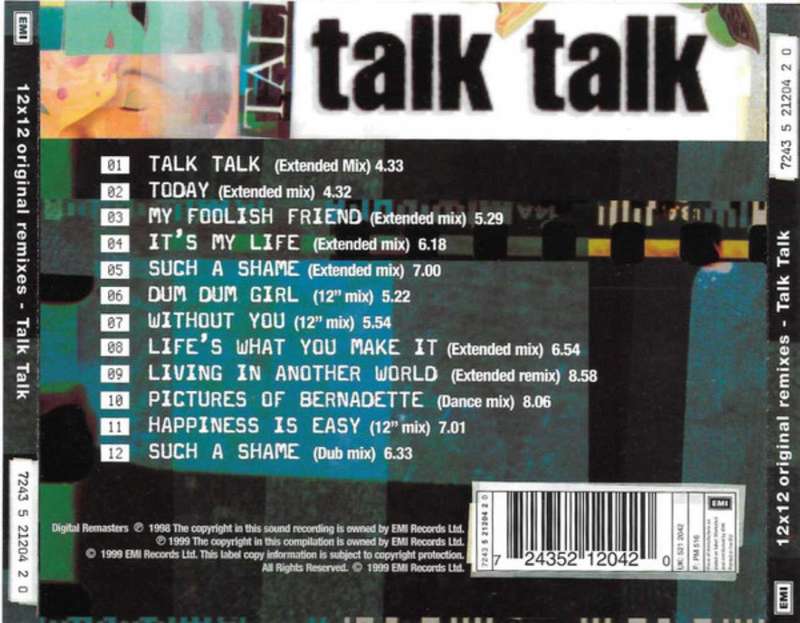 Talk Talk  12x12 Original Remixes (1999, CD)